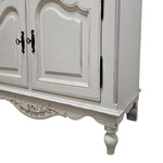 Provincial Two-Door Scalloped Buffet Cabinet in Distressed Cream