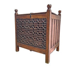 Heritage Solid Wood Carved Jali Storage Trunk Chest