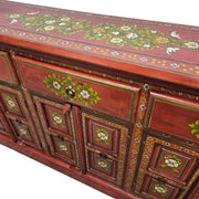 Hand-Painted Terracotta Floral Sideboard