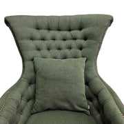 Sedar Vintage Style Green Fabric Tufted Wingback Armchair