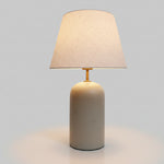 Refined Matte Grey Capsule Ceramic Table Lamp with Linen Shade