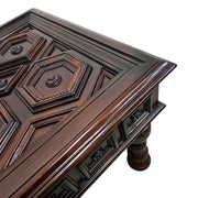 Elegant Mahogany Finished Side Table with Protective Glass Top