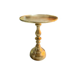 Crate & Barrel Retro Style Brass Finish Round Pedestal Accent Side Table