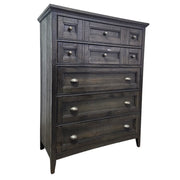Rustic Slate Gray Tallboy Chest of Five Drawers