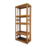 Aesthetic Boheme Bamboo and Split Rattan Five Tier Etagere Bookshelf