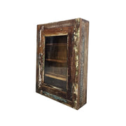 Reclaimed Wood Wall Cabinet with Mirrored Door