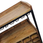 Industrial Solid Timber and Iron Freestanding Bar Cabinet with Wine Rack
