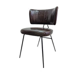 Marina Home Mid-Century Style Dark Brown Leather and Iron Accent Chair