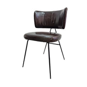 Marina Home Mid-Century Style Dark Brown Leather and Iron Accent Chair