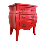 Vibrant Red French Provincial 3-Drawer Nightstand