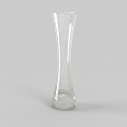 Slender Hand Blown Clear Glass Hourglass Trumpet Vase