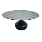 Minimalist Round Black Wooden Pedestal Dining Table