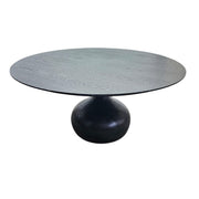 Minimalist Round Black Wooden Pedestal Dining Table