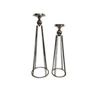 Home Center Retro Silver Metal Pillar Candle Holder Stand