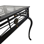 Neoclassical Style Wrought Iron Glass Top Side Table