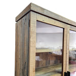 Rustic Reclaimed Timber Glass Two-Door Display Cabinet
