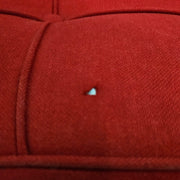 Mid-Century Red Fabric Barcelona Style Chair and Ottoman