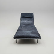 CB2 Mid-Century Onyx Cowhide Chaise Lounge