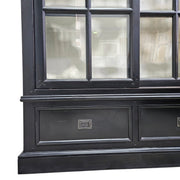 Ethan Allen Midnight Black Glass-Front Library Cabinet
