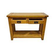 Timeless Honey-Toned Console Table with Lower Shelf