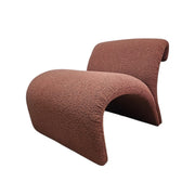 Sculptural Mauve Bouclé Wave Lounge Chair