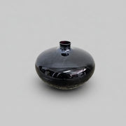 Gleaming Deep Amethyst Glass Squat Round Bud Vase
