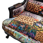 THE One Patchwork Velvet Black Wood Wingback Armchair