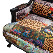 THE One Patchwork Velvet Black Wood Wingback Armchair