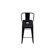 Industrial Style Black Metal Bar Stool with Backrest