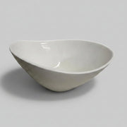 Organic White Ceramic Asymmetrical Oval Serving Bowl