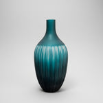 Scandinavian Style Fluted Teal Blue Glass Bud Vase