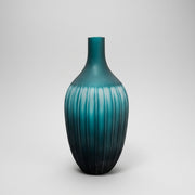 Scandinavian Style Fluted Teal Blue Glass Bud Vase