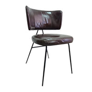 Marina Home Mid-Century Style Dark Brown Leather and Iron Accent Chair