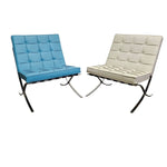 Mid-Century Style Beige Leather Tufted Barcelona Style Lounge Chair