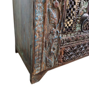 Heritage Reclaimed Wood Intricately Carved Patchwork TV Console