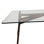 West Elm Mid-Century Glass Top Desk with Wooden Base