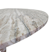 Sculptural Postmodern Round Marble Coffee Table With Spherical Feet