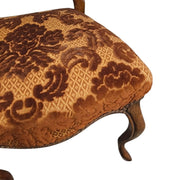 Elegant Victorian Balloon-Back Accent Chair in Warm Damask