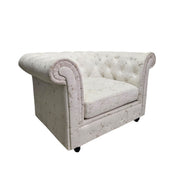 Regal White Speckled Chesterfield Armchair with Roll Arms