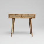 Mid-Century Style Mango Wood and Woven Cane Console Table