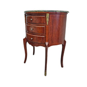 Grand Louis XVI Style Green Marble Top Demilune Commode