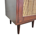 Bohemian Woven Rattan Wood Bedside Table