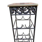 Wrought Iron Freestanding Wine Rack Tower with Wooden Top
