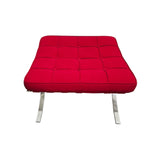 Mid-Century Red Fabric Barcelona Style Chair and Ottoman