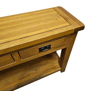 Timeless Honey-Toned Console Table with Lower Shelf