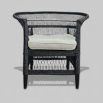 Sculptural Black Hand-Woven Rattan Tub Style Accent Armchair