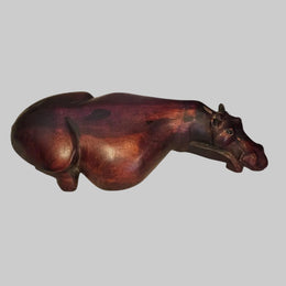 Hand-Carved Solid Wood Hippopotamus Animal Sculpture