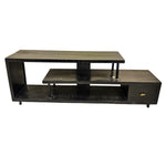 Industrial Style Matte Black Multi-Tiered Wooden TV Console