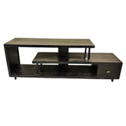 Industrial Style Matte Black Multi-Tiered Wooden TV Console
