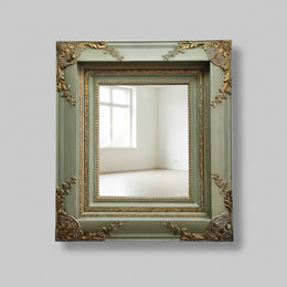 Bespoke Baroque Style Sage Green and Gilded Wall Mirror